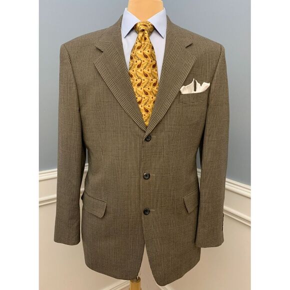 Jones New York Glen Plaid Blazer Mens 42L Wool Jacket Check Sportcoat